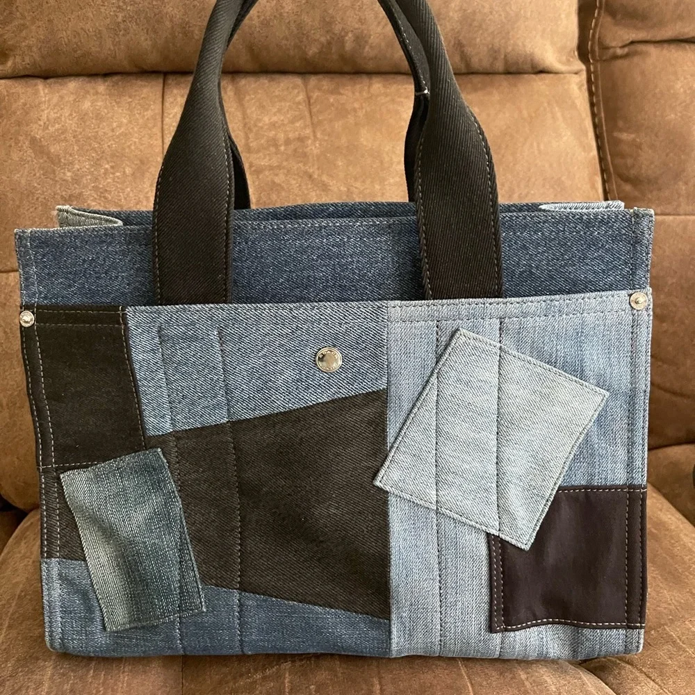 NWT Coach Denim Patchwork Cargo Tote - Picture 3 of 7